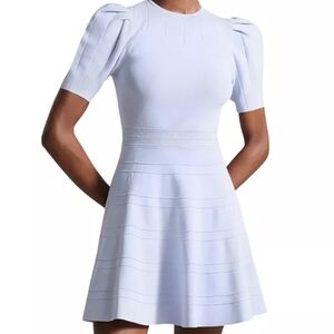 Brand new with tags, Ted Baker light Blue Velvey Puff Sleeve Knit Dress, size 3